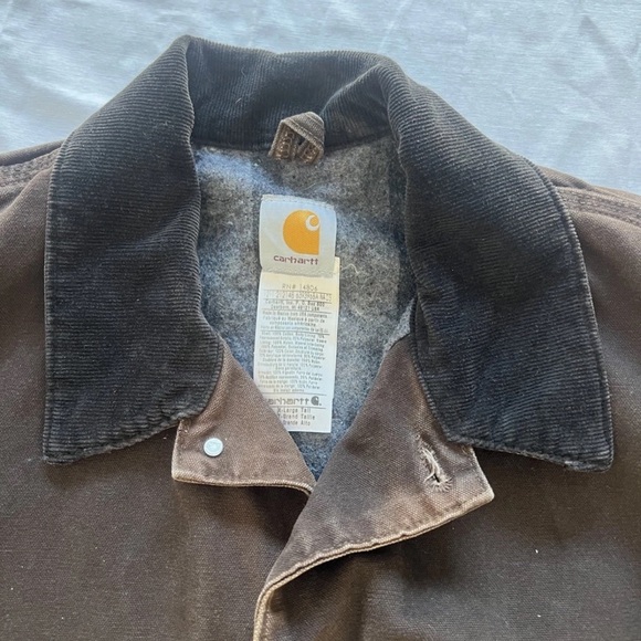 Carhartt Brown Chore Coat  Corduroy Collar XL Tall Blanket  Lined - Picture 3 of 10
